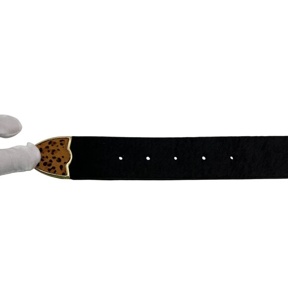 Lake Shore Drive Women's Leather Belt Leopard Print Buckle Black size Medium - Picture 8 of 8